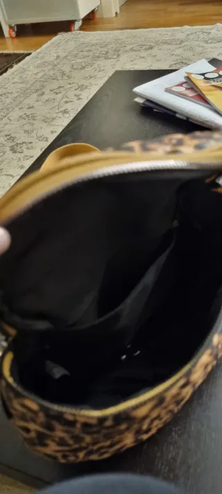 Borsa a tracolla leopardata trapuntata