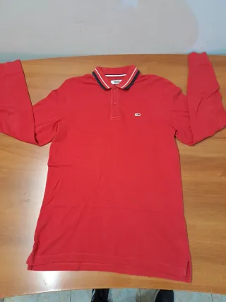 Camiseta Tommy Hilfiger Manga Larga Roja Algodón
