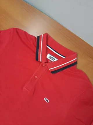 Camiseta Tommy Hilfiger Manga Larga Roja Algodón