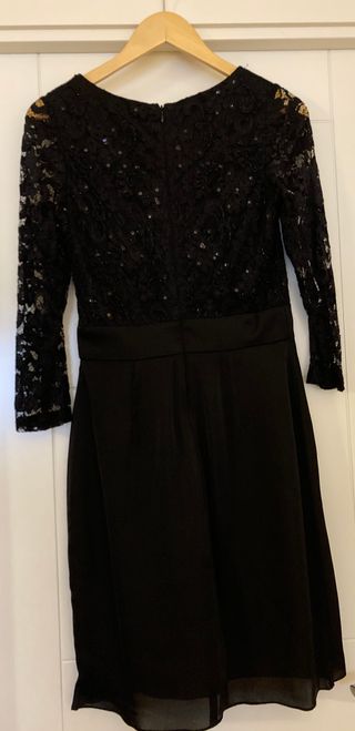 Vestido negro fiesta encaje y lentejuelas