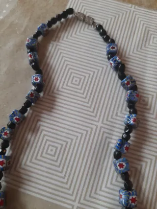 Collar Cuentas Negras y Cerámica Multicolor