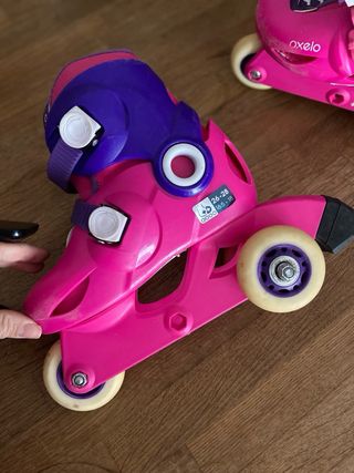 Patines niña Decathlon rosas y morados. talla 26/2
