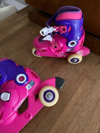 Patines niña Decathlon rosas y morados. talla 26/2