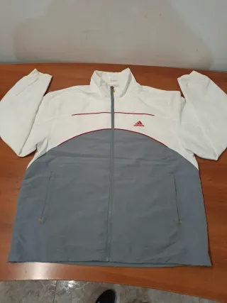 Sudadera Adidas Hombre Gris y Blanca