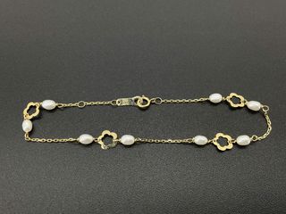 pulsera oro 18k con piedra con perla