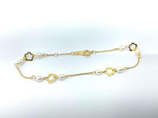 pulsera oro 18k con piedra con perla