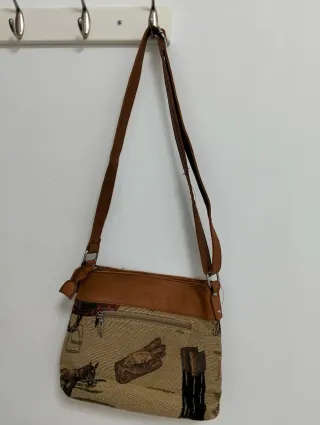Bolso vintage mujer caballo beige/marrón