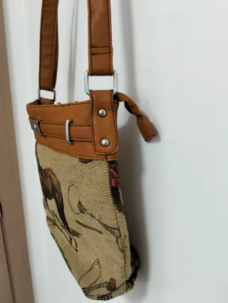 Bolso vintage mujer caballo beige/marrón