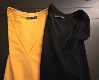 Zara Maglie Donna Smanicate Giallo e Nero Taglia S