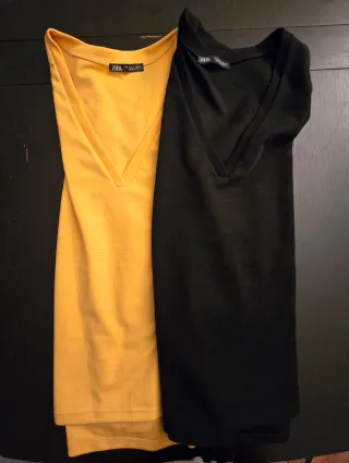 Zara Maglie Donna Smanicate Giallo e Nero Taglia S