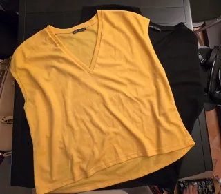 Zara Maglie Donna Smanicate Giallo e Nero Taglia S