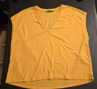 Zara Maglie Donna Smanicate Giallo e Nero Taglia S