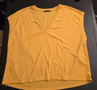 Zara Maglie Donna Smanicate Giallo e Nero Taglia S