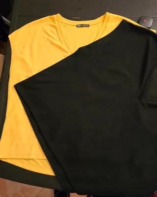 Zara Maglie Donna Smanicate Giallo e Nero Taglia S