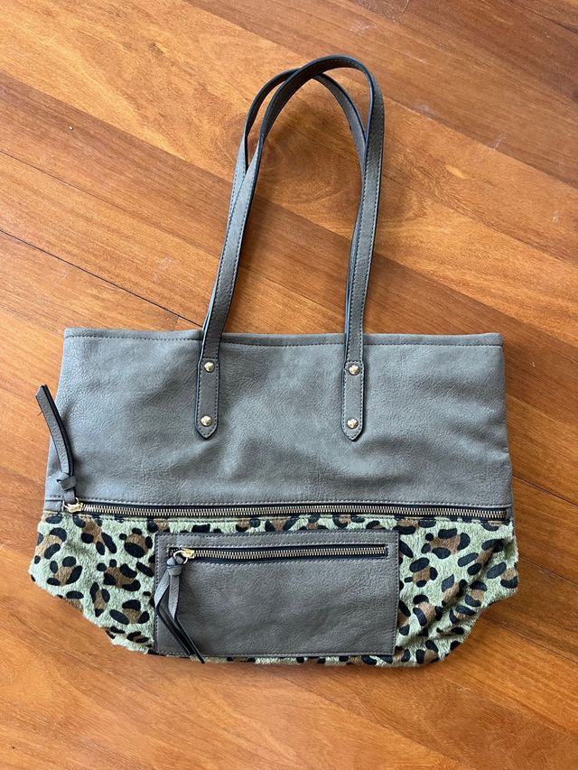 Bolso Identy&co Gris y Animal Print