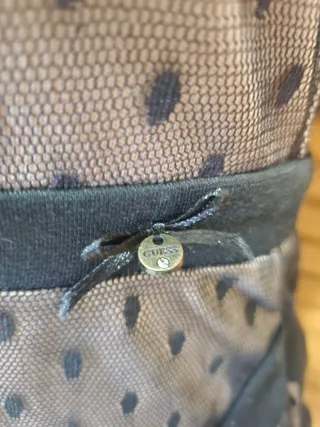 Guess Vestito Pizzo Nero Beige