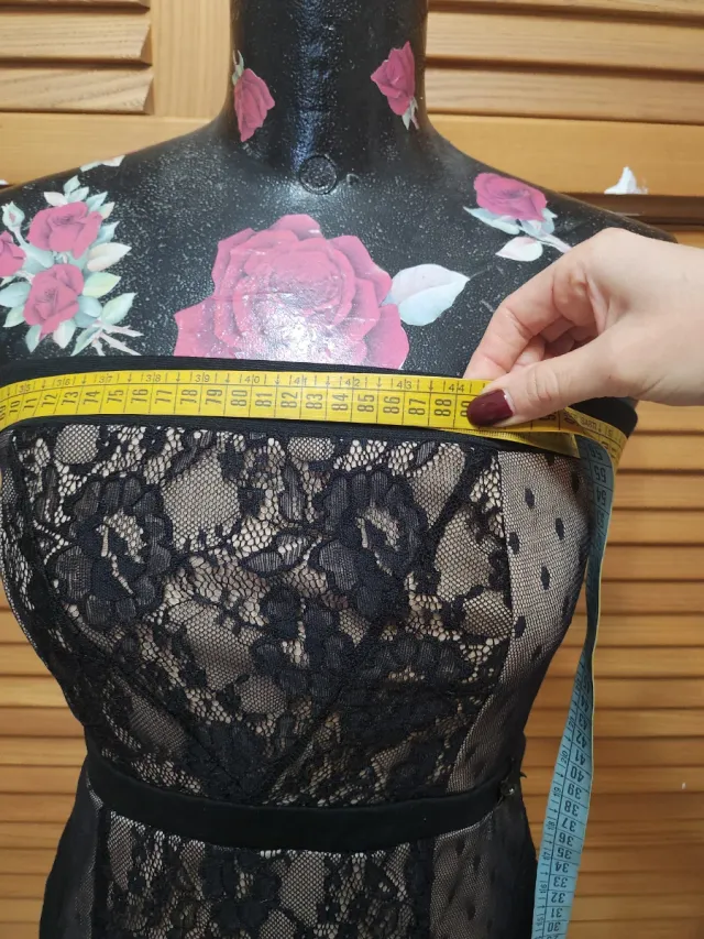 Guess Vestito Pizzo Nero Beige