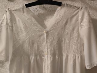 Conjunto bata y camisón encaje
