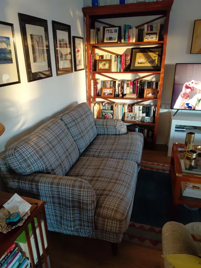 Sofá de tela a cuadros