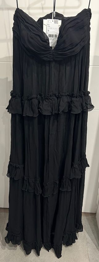 Vestido Negro Mango Fiesta Largo