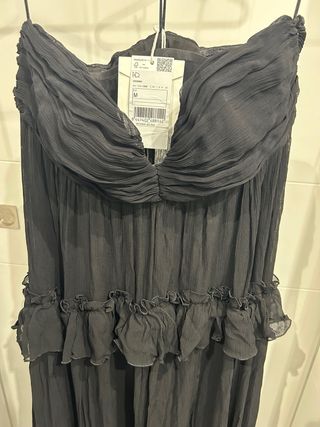 Vestido Negro Mango Fiesta Largo