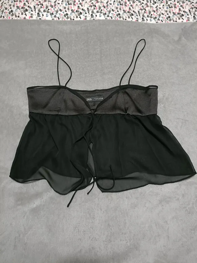 Blusa Zara Negra Transparente