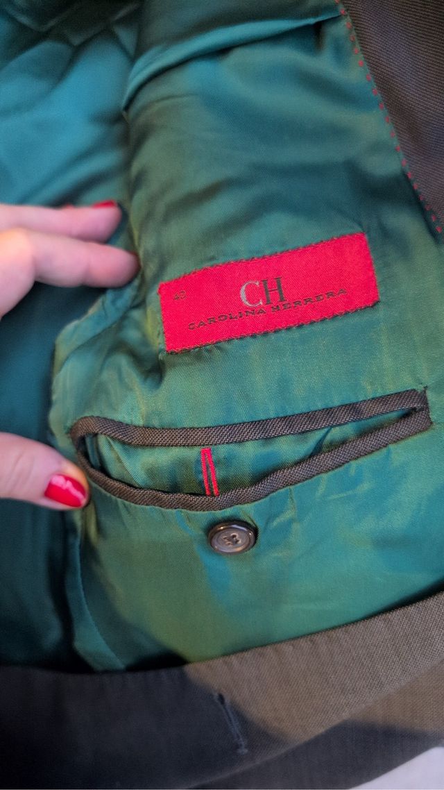 Chaqueta CH Carolina Herrera Talla 40 Forro Verde
