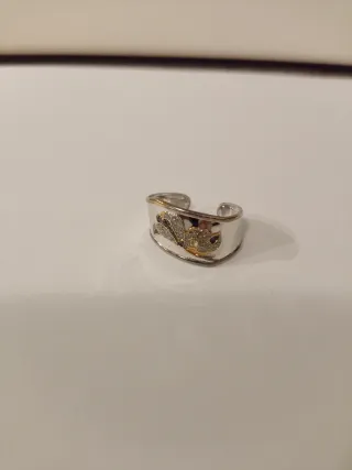 Anello a fascia argento e oro con smalti