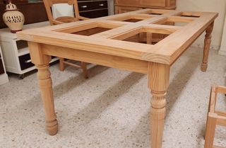 Mesa comedor rustica madera maciza para cristales