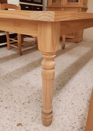 Mesa comedor rustica madera maciza para cristales