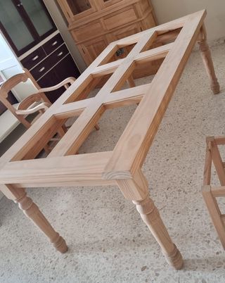 Mesa comedor rustica madera maciza para cristales