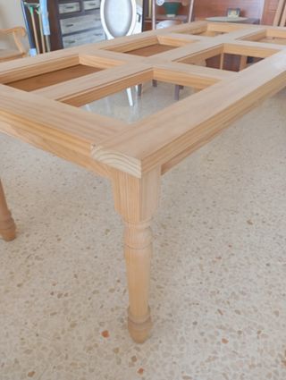 Mesa comedor rustica madera maciza para cristales