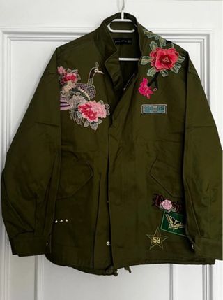 Parka boho verde Zara bordada