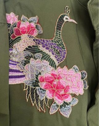 Parka boho verde Zara bordada