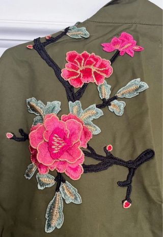 Parka boho verde Zara bordada