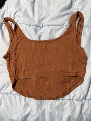 Top marrón tirantes corsé