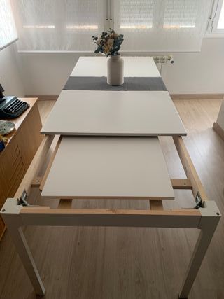 Mesa de comedor extensible blanca 180 cm
