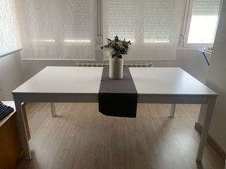 Mesa de comedor extensible blanca 180 cm