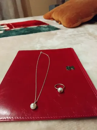 Conjunto Tous Plata Collar y Anillo Oso Perla