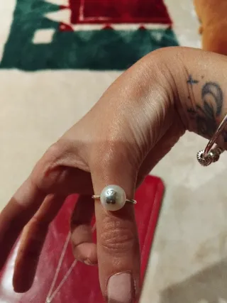 Conjunto Tous Plata Collar y Anillo Oso Perla