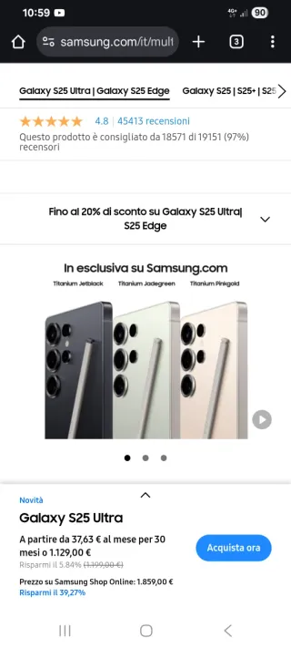 Samsung Galaxy S25 Ultra Oro - Nuovo