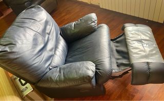 2 Sillones Reclinables Piel Azul Marino