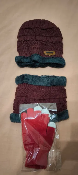 Gorro, braga y guantes invierno