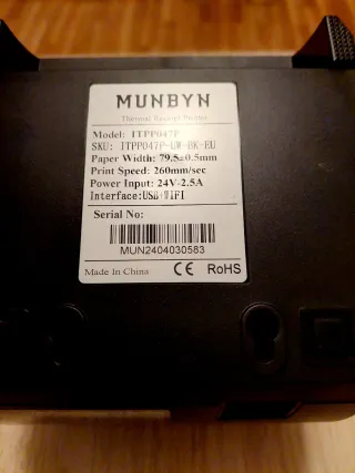 IMPRESORA TÉRMICA MUNBYN ITPP047P (80mm)