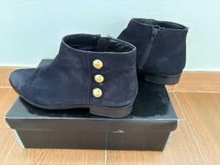 Botines Ante Azul Cortefiel