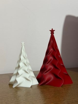 Coppia Alberi Natale Decorativi Rossi Bianchi