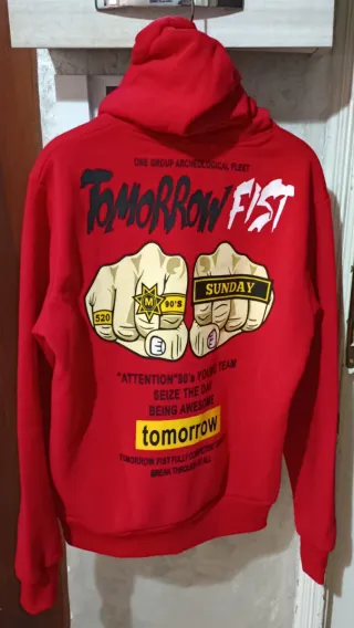 Felpa con cappuccio rossa taglia L