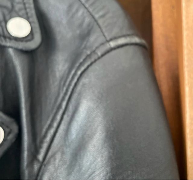 Chaqueta Biker Oversize ZARA Negra Talla M piel ov