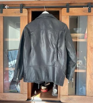 Chaqueta Biker Oversize ZARA Negra Talla M piel ov