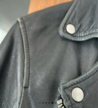 Chaqueta Biker Oversize ZARA Negra Talla M piel ov